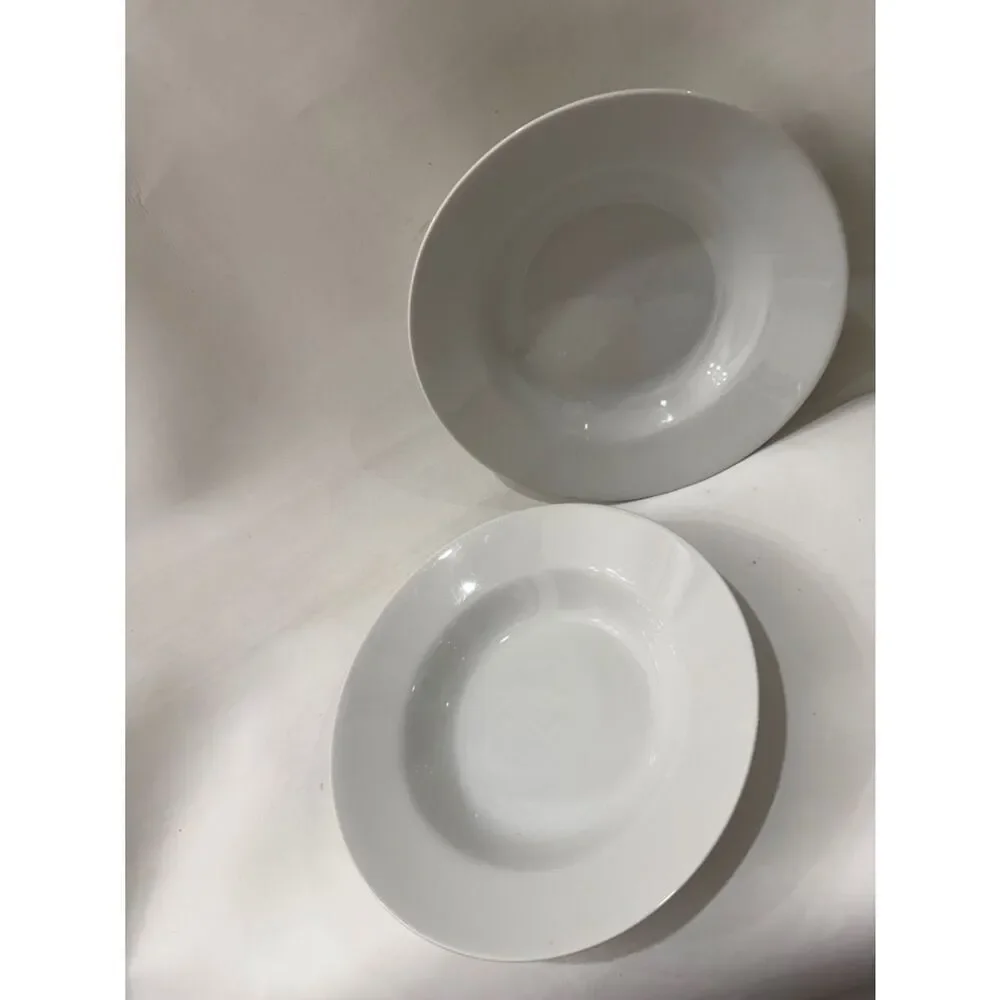 Emeril Wedgwood Porcelain 2 Classic White Ceramic Pasta/Soup Bowls 10 In Round